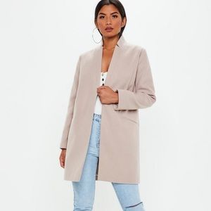 Missguided Nude Inverted Collar Coat